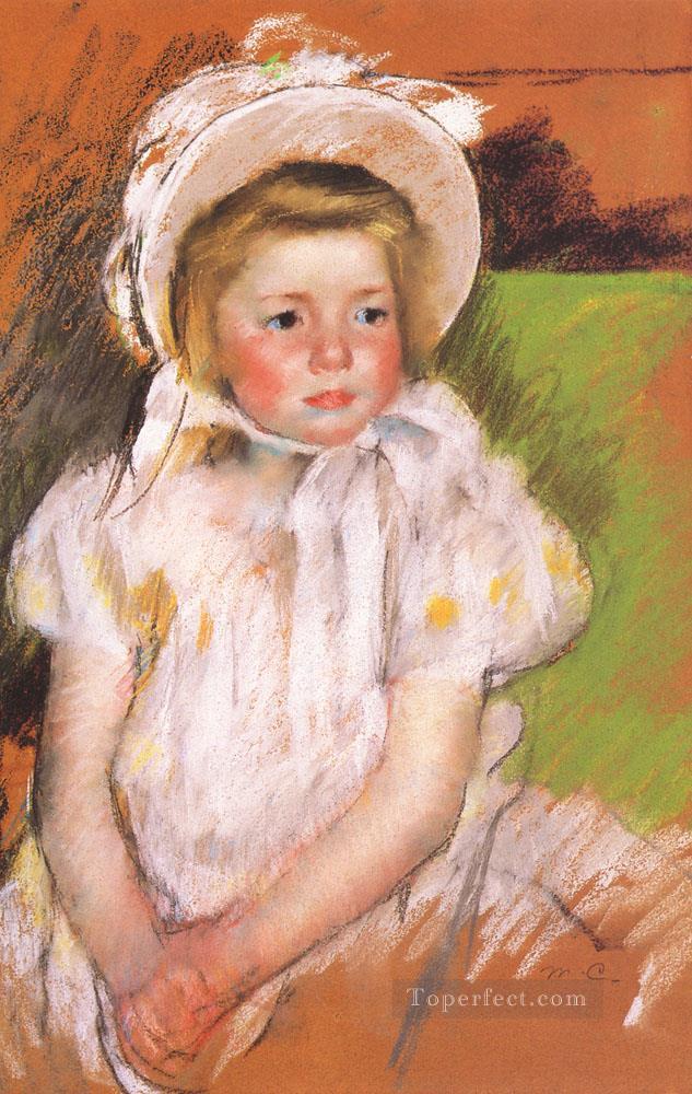 Simone in a White Bonnet mothers children Mary Cassatt Oil Paintings
